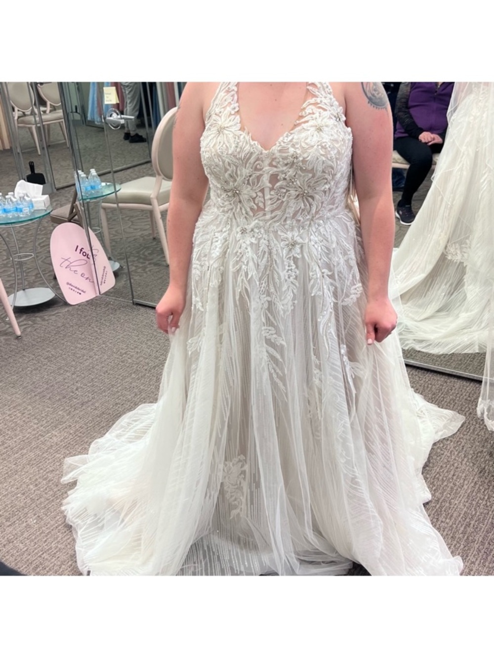 Lace Appliqué Tulle Bridal Gown in Ivory